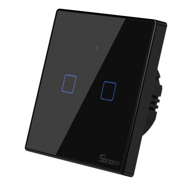 Διακόπτης WiFi Και RF 2 Εξόδων Μαύρο TX-T3EU2C SONOFF