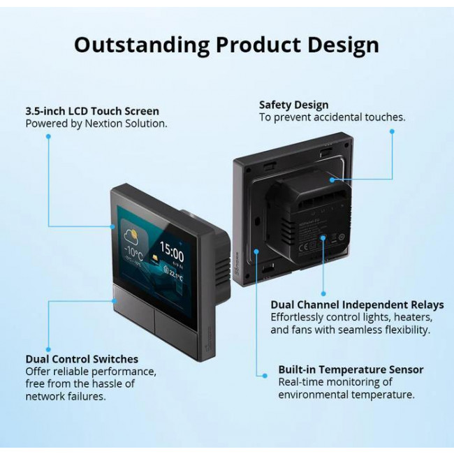 Διακόπτης Ελέγχου Wi-Fi Με Οθόνη Αφής 3.5΄ Λευκό NSPANEL SONOFF