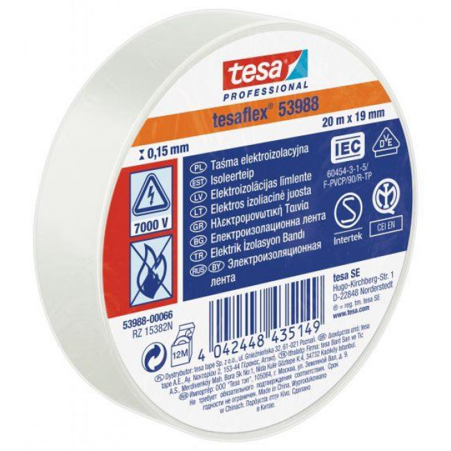 Μονωτική Ταινία 19mmX20m Λευκή 53988-00066 TESA