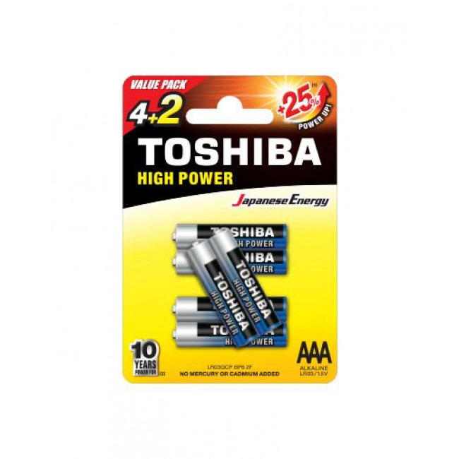 Μπαταρία Αλκαλική LR03 AAA (Blister 6τμχ) High Power TOSHIBA