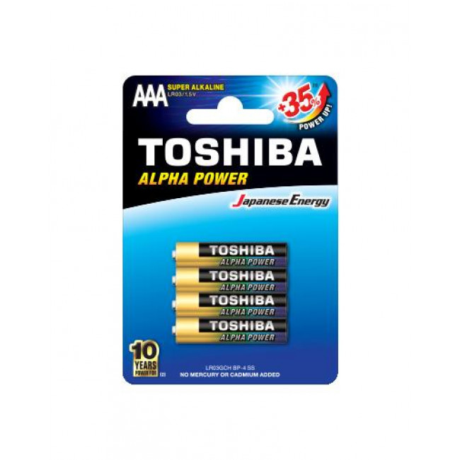 Μπαταρία Αλκαλική LR03 AAA (Blister 4τμχ) Alpha Power TOSHIBA