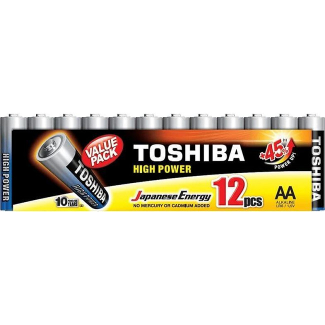 Μπαταρία Αλκαλική LR06 AA (Blister 12τμχ) High Power TOSHIBA