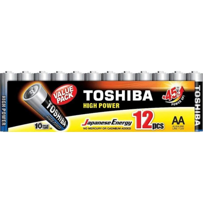 Μπαταρία Αλκαλική LR06 AA (Blister 12τμχ) High Power TOSHIBA