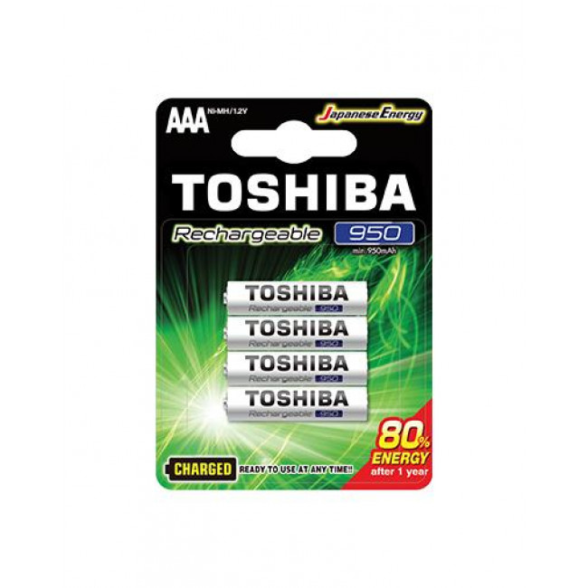 Μπαταρία Επαναφορτιζόμενη LR03 ΑΑΑ 1.2V 950mAh (Blister 4τμχ) TOSHIBA