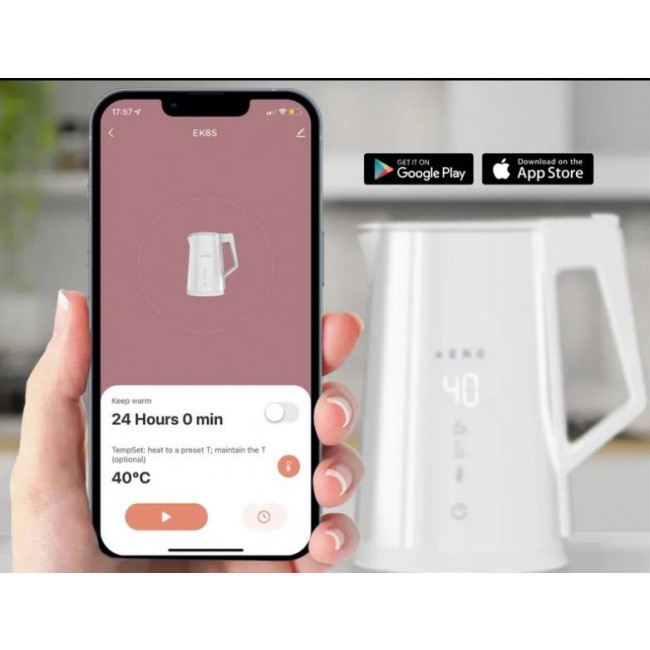 Βραστήρας 1.7L 2200W Με Wi-Fi Ψηφιακός Λευκό EK8S AENO