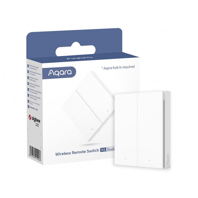 Διακόπτης Ασύρματος Zigbee 2 Εξόδων Λευκό H1 AQARA