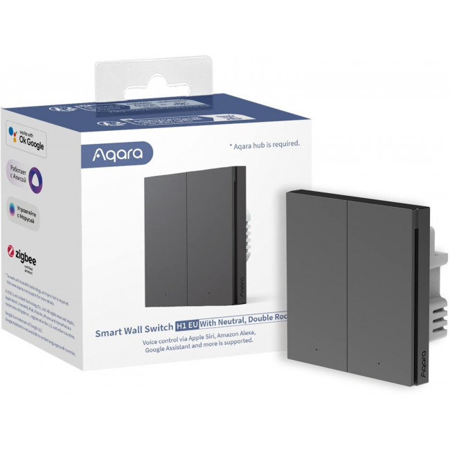 Διακόπτης Zigbee 2 Εξόδων Γκρι Χωρίς Ουδέτερο H1 AQARA