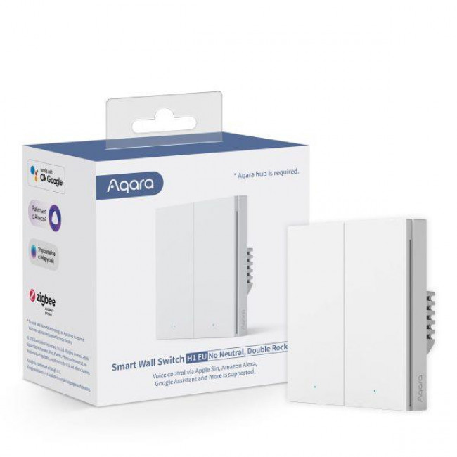 Διακόπτης Zigbee 2 Εξόδων Λευκό Χωρίς Ουδέτερο H1 AQARA