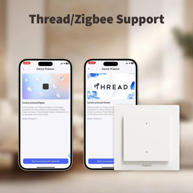 Διακόπτης Zigbee& Thread 2 Εξόδων, 4 Πλήκτρων Λευκό H2 AQARA