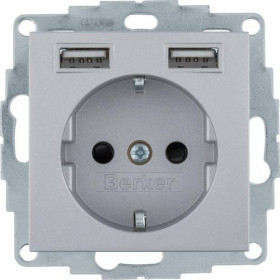 Πρίζα Σούκο Με Θύρες USB Αλουμίνιο S.1/B.x BERKER
