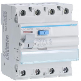 Ρελέ Διαρροής AC 4P 63A 30mA CDC463H HAGER