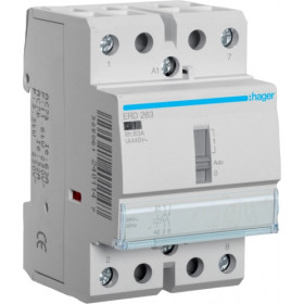 Ρελέ Ισχύος Ράγας 2P 63A 2NO 24VAC Με Χειρισμό ERD263 HAGER