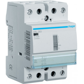 Ρελέ Ισχύος Ράγας 2P 63A 2NO 12VAC Με Χειρισμό ERL263 HAGER