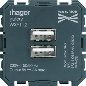 Μηχανισμός Πρίζας Διπλής USB Φόρτισης Συσκευών TypeA WXF112 HAGER