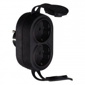 Πολύπριζο 2 Σούκο Σε Ευθεία Μαύρο IP44 050490 LEGRAND