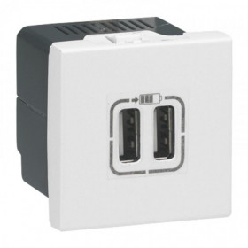 Πρίζα Φόρτισης USB Διπλή TypeA+A 2 Στοιχείων Λευκό Mosaic™ 077594 LEGRAND