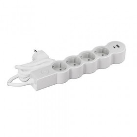 Πολύπριζο 4 Σούκο,2 USB Με Διακόπτη 1,5m Λευκό Και Γκρι 694426 LEGRAND