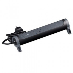 Πολύπριζο 3 Σούκο,2 USB Με Διακόπτη & Προστασία 1,5m Μαύρο Και Γκρι 694430 LEGRAND