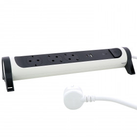 Πολύπριζο 3 Σούκο, USB Με Διακόπτη & Προστασία 1,5m Λευκό Και Μαύρο 694508 LEGRAND
