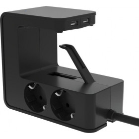 Πολύπριζο Γραφείου 4 Σούκο,2 USB Μαύρο 1,5m 694812 LEGRAND