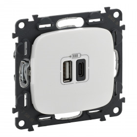 Πρίζα USB Διπλή Φόρτισης Συσκευών TypeA&C Λευκό Valena™Allure 754965 LEGRAND