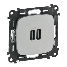 Πρίζα USB Διπλή Φόρτισης Συσκευών TypeA Αλουμίνιο Valena™Allure 754997 LEGRAND