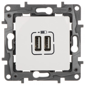 Πρίζα Φόρτισης Διπλή USB TypeA Λευκό Niloe™ 764594 LEGRAND