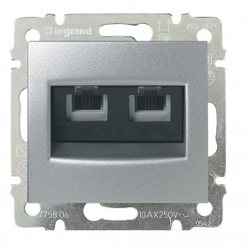 Πρίζα Δικτύου Διπλή RJ45 Cat.6 UTP Αλουμίνιο Valena™ 770247 LEGRAND