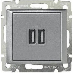 Πρίζα USB Διπλή Φόρτισης Συσκευών Αλουμίνιο Valena™ 770270 LEGRAND