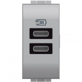 Πρίζα Φόρτισης USB Διπλή TypeC+C 1 Στοιχείου Αλουμίνιο NT4191CC BTICINO