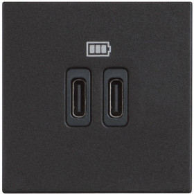 Πρίζα Φόρτισης USB Διπλή TypeC+C 2 Στοιχείων Μαύρο RG4286C2 BTICINO