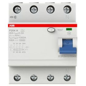 Ρελέ Διαρροής A 4P 40A 100mA F204A-40/0,1 ABB