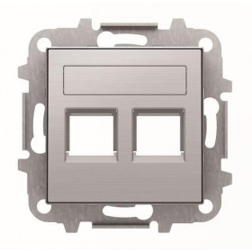 Μετώπη Πρίζας Διπλής Τηλεφώνου ή Data Ατσάλι 8518.2AI Sky ABB