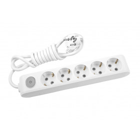 Πολύπριζο 5 Σούκο Με Διακόπτη 1.5m Λευκό WLTA04512WH PANASONIC
