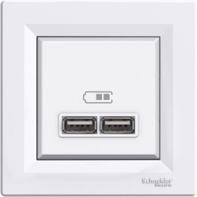 Πρίζα USB Διπλή Φόρτισης Συσκευών Λευκό EPH2700221 ASFORA
