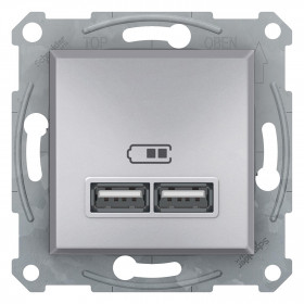 Πρίζα USB Διπλή Φόρτισης Συσκευών Αλουμίνιο EPH2700261 ASFORA