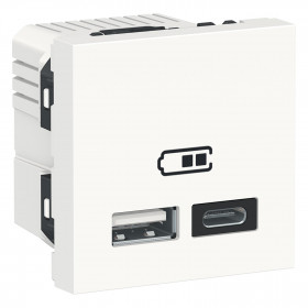 Πρίζα Φόρτισης USB Διπλή  2 Στοιχείων TypeA+C Λευκό NU301818 New Unica