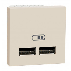 Πρίζα Φόρτισης USB Διπλή  2 Στοιχείων TypeA+A Μπεζ NU341844 New Unica