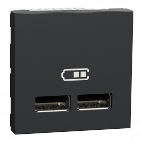 Πρίζα Φόρτισης USB Διπλή  2 Στοιχείων TypeA+A Ανθρακί NU341854 New Unica