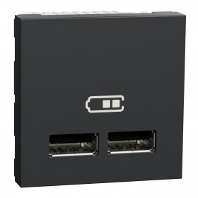 Πρίζα Φόρτισης USB Διπλή  2 Στοιχείων TypeA+A Ανθρακί NU341854 New Unica