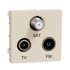 Πριζα TV/FM/SAT Αστέρας 2 Στοιχείων Μπεζ NU345044 New Unica