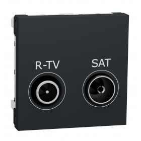 Πριζα TV-FM/SAT Τερματική 2 Στοιχείων Ανθρακί NU345554 New Unica