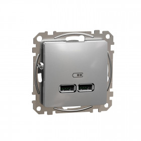 Πρίζα USB Διπλή Φόρτισης Συσκευών TypeA Αλουμίνιο SDD113401 Sedna SCHNEIDER ELECTRIC