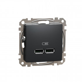 Πρίζα USB Διπλή Φόρτισης Συσκευών TypeA Ανθρακί SDD114401 Sedna SCHNEIDER ELECTRIC