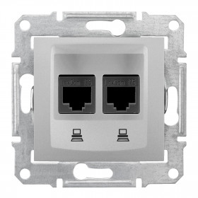 Πρίζα Δικτύου Διπλή RJ45 Cat.6 UTP Αλουμίνιο SDN4800160 SEDNA