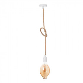 Φωτιστικό Μονόφωτο Ε27 Λευκό Με Σχοινί 40WRT ACA LIGHTING