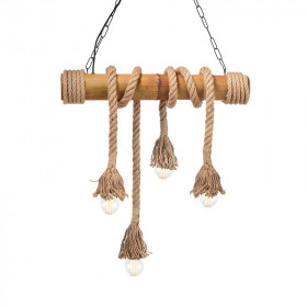 Φωτιστικό Δίφωτο E27 Σχοινί Και Bamboo Merlin 932604BBR ACA LIGHTING