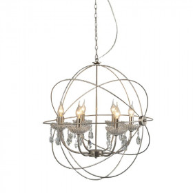 Φωτιστικό Εξάφωτο E14 Νίκελ Και Διάφανο AD15006 ACA LIGHTING