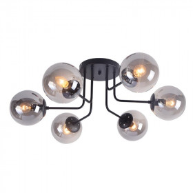 Φωτιστικό Εξάφωτο E27 Μαύρο Και Φυμέ Bombay OD807006C ACA LIGHTING