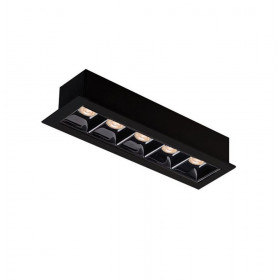 Σπότ Χωνευτό Πεντάφωτο LED 11W 3000K Μαύρο Σταθερό Aden 4260700 VIOKEF